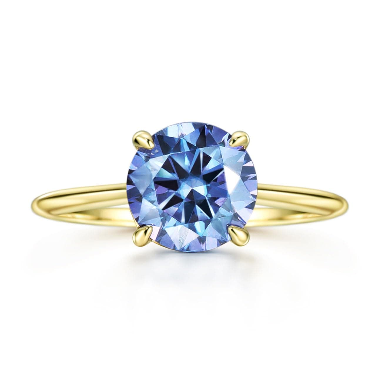 Michooyel 18K Gold Plated Moissanite Engagement Ring for Women
| |0ct PINK/BLUE/GREEN/VIOLET Moissanite Solitaire Promise Ring, Round Brilliant Cut
| VVS Simulated 925 Sterling Silver Rings
