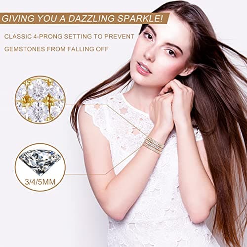 Moissanite Diamond Tennis Bracelet 18K Gold Plated Sterling Silver Hip Hop Jewelry for Women Men