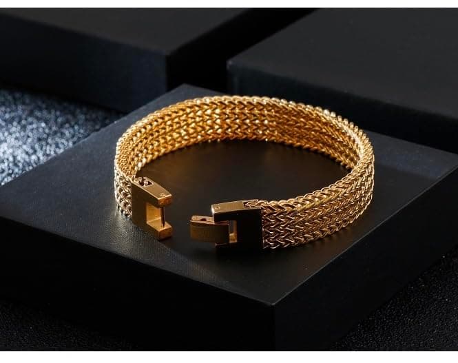 18K Gold Men's Cuban Bracelet, Gift for Boyfriend