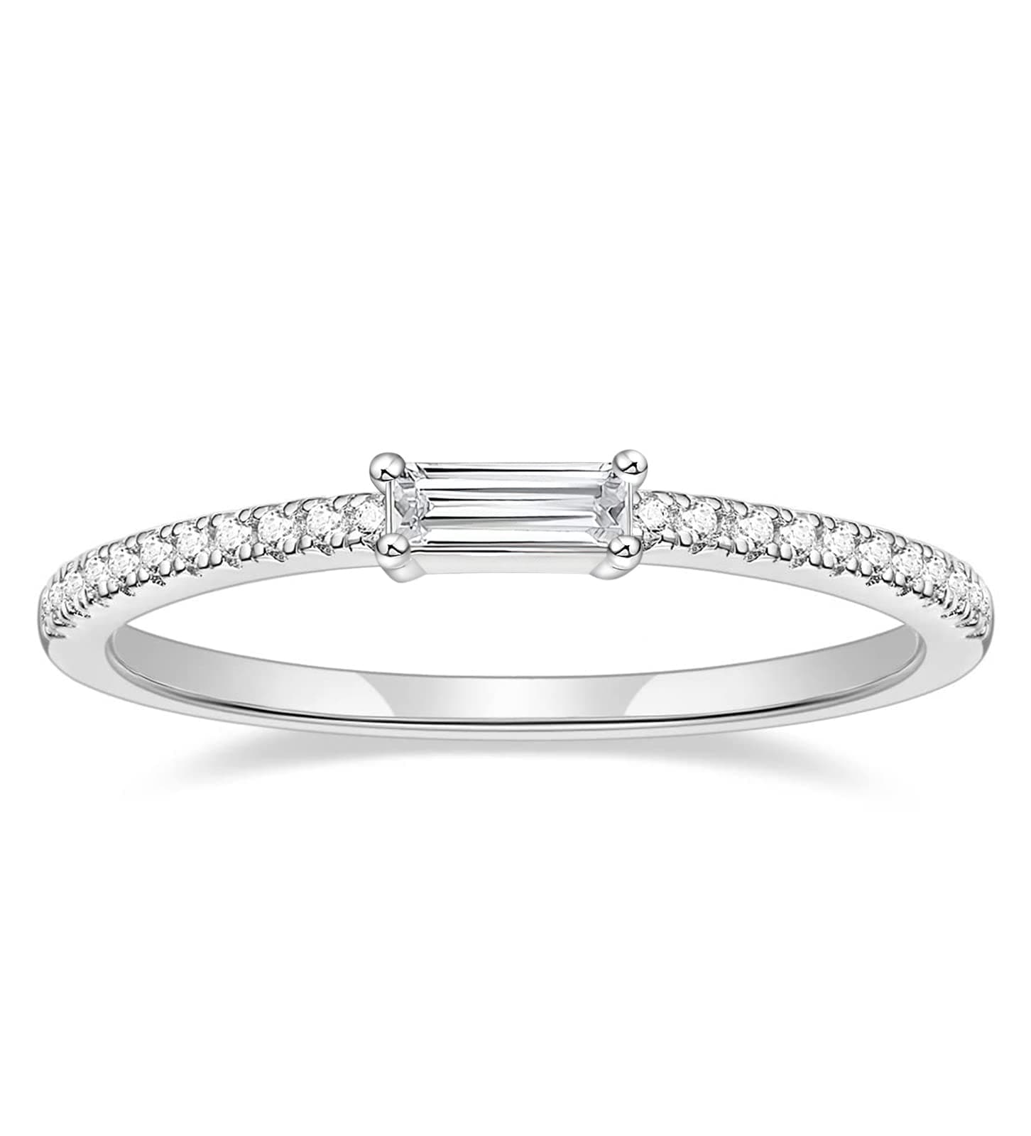 TIGRADE 1.5mm Cubic Zirconia Pave Anniversary Ring for Women