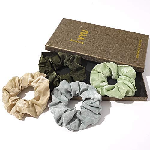 Silk Scrunchies Hair Ties for Girls & Women, Soft No-Crease Ponytail Holders