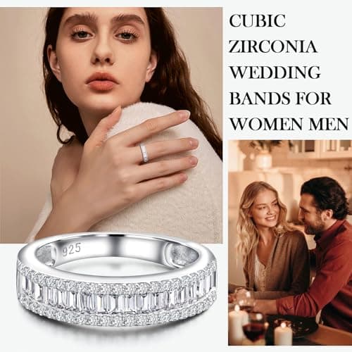 Elegant Sterling Silver Gemstone Wedding Band for Women and Men - Size 6 to 10