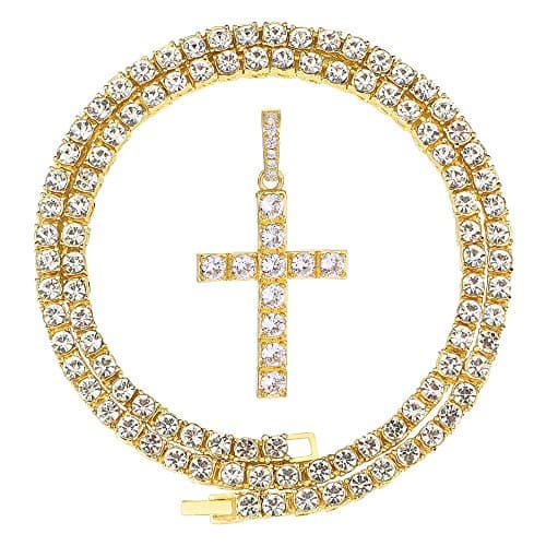 HH Bling Empire Diamond Cross Pendant Necklace 24 Inch