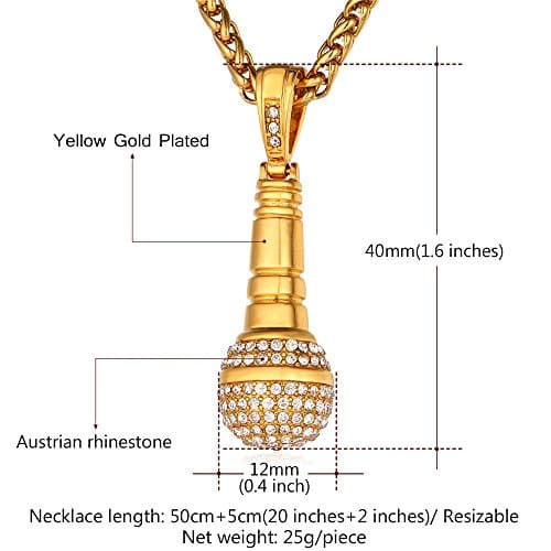 Stainless Steel 18K Gold Plated Rock Music Necklace Adjustable Chain Men Women Teens