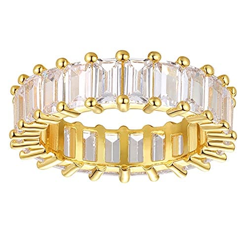 Nossa Green Emerald 5 Carat 18K Gold Plated Eternity CZ Ring