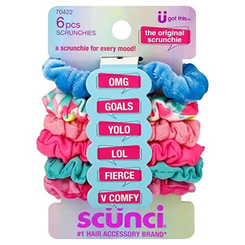 Scunci Kids 6-Mood Scrunchies, Assorted Colors, 6-Pieces