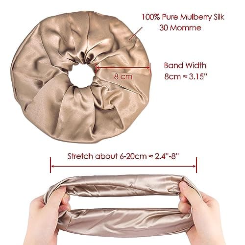 Silk Scrunchies for Women - 8MM Pure Mulberry Silk, 30 Momme