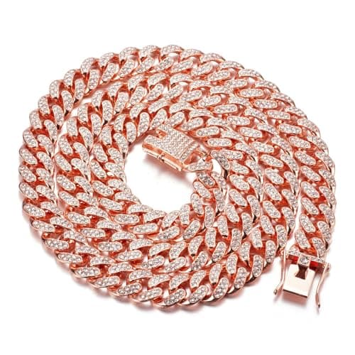Halukakah Gold Chain for Men - The Royal - Iced Out 14/20MM 18k Real Gold/Platinum White Gold/Rose Gold/Rhodium Black Plated Diamond Cuban Link Chain Necklace Bracelet - Lab Diamonds Prong Set - Great Gift Idea