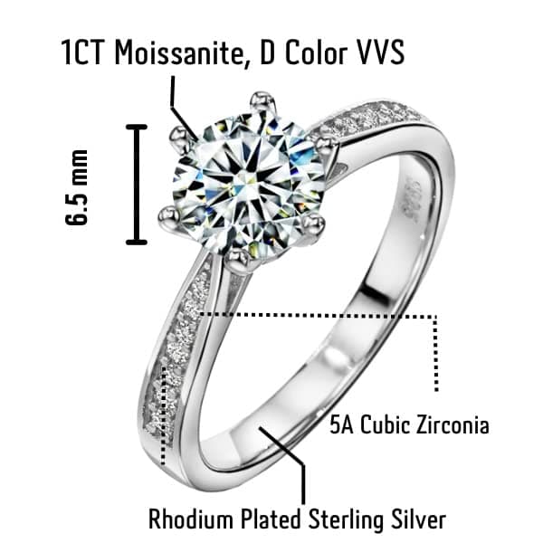 Michooyel S925 1ct Brilliant Round Cathedral Moissanite D Color,VVS Engagement Ring for Women