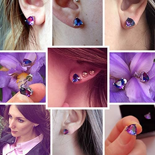 Michooyel S925 Mystic Topaz Stud Earrings for Women