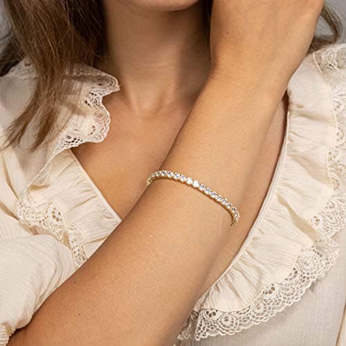 PavoI 14K Gold Plated CZ Classic Tennis Bracelet | Women's Gold Bracelet 6.5-7.5 Inch