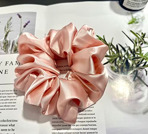 XL Satin Scrunchies for Thick Hair - Oversized Silk Hair Ties for Women Girls