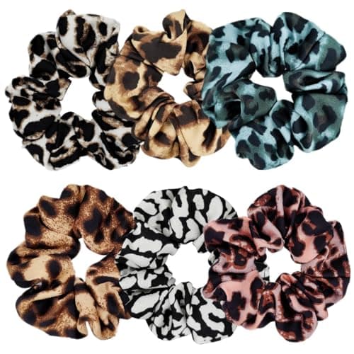 Silk Scrunchies for Women, Soft Hair Ties in Black (4.3 inch)