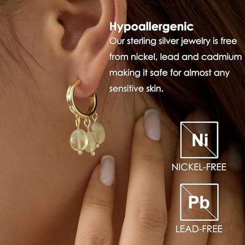 Michooyel Sterling Silver Prehnite Dangle Earrings for Women