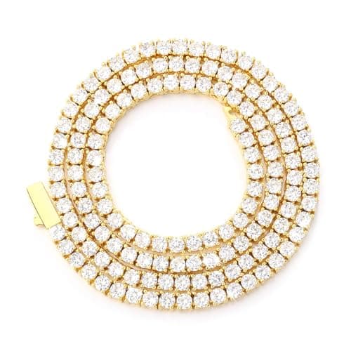 FEEL STYLE Ice Out 18K White Gold Plated Diamond Tennis Necklace - 16-18inch
