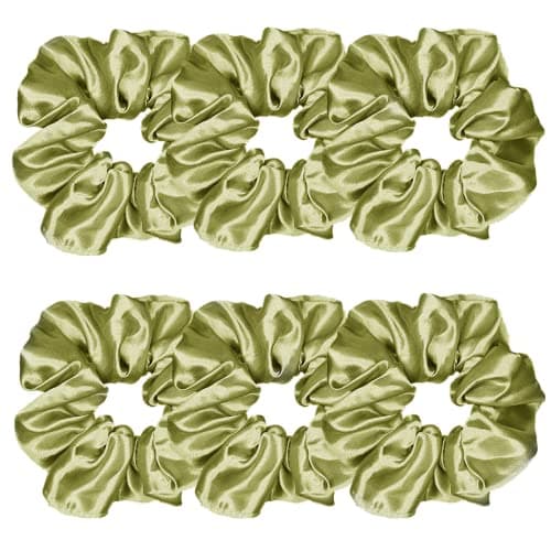 Sufermoe 6pcs Satin Silk Hair Scrunchies, Soft Black Hair Ties for Women and Girls