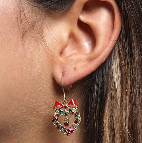 Michooyel 18K Gold Plated CZ Christmas Drop Earrings for Women Fishhook