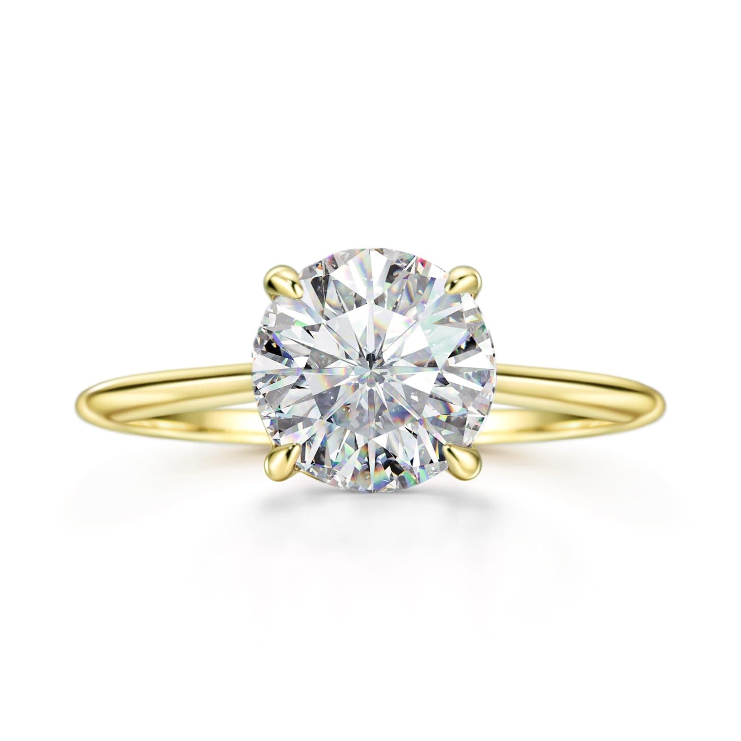 Michooyel 18K Gold Plated 925 Sterling Silver 2ct Solitaire Engagement Ring