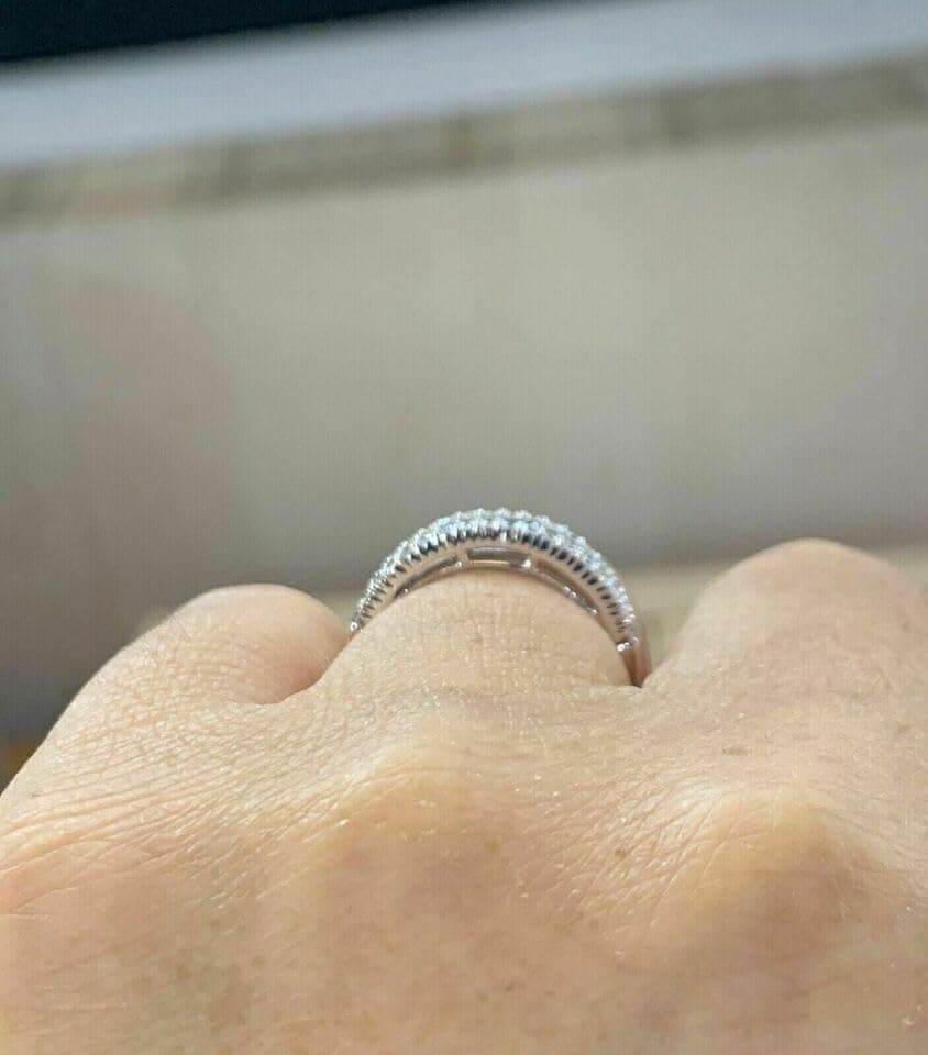 Handmade Icedout 2 Ct Baguette Cut Diamond Half Eternity Ring 14K White Gold Plated