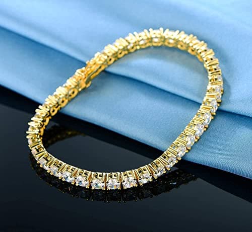 MDFUN Cubic Zirconia Bracelet 18K Gold Plated 6-8.5 inches