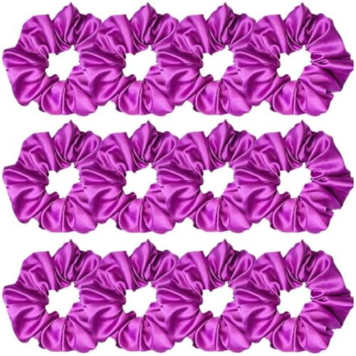 12 Pcs Satin Silk Hair Scrunchies for Women and Girls