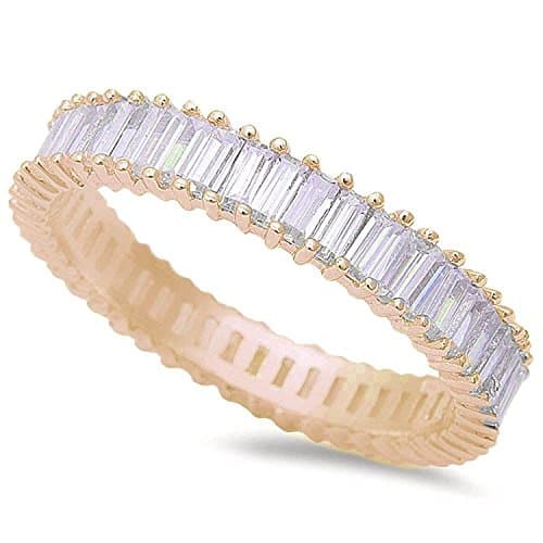 Blue Apple Co. 925 Sterling Silver Stackable Baguette CZ Ring