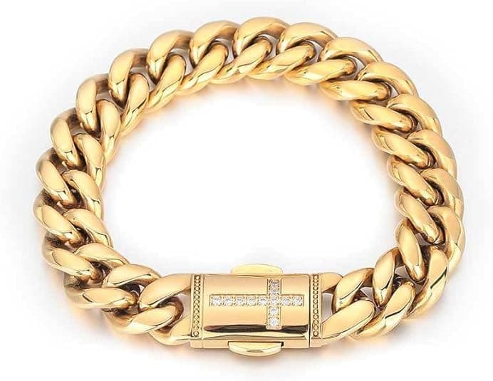 14k Gold Cuban Bracelet for Men & Women - Mesh Design Valentine's Day Gift
