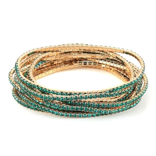 HZMAN Dainty 14K Gold Plated Stretch Bracelet Set for Women