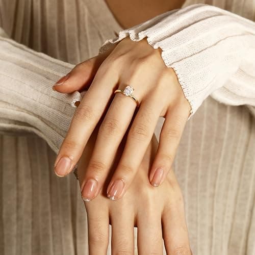 SilverNana Sterling Silver Moissanite Promise Ring for Her D Color VVS1