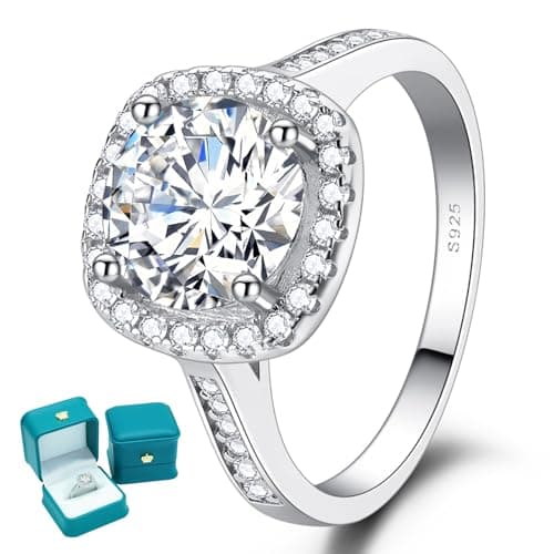LuluRell Moissanite Promise Rings for Women, S925 Sterling Silver 6 Prong Solitaire D Color VVS1 Clarity Round Cut