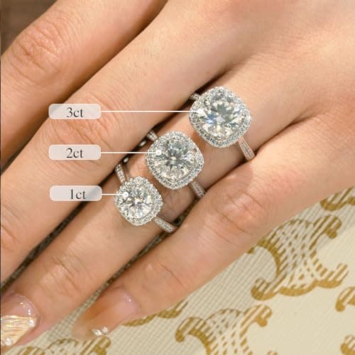 LuluRell Moissanite Promise Rings for Women, S925 Sterling Silver 6 Prong Solitaire D Color VVS1 Clarity Round Cut