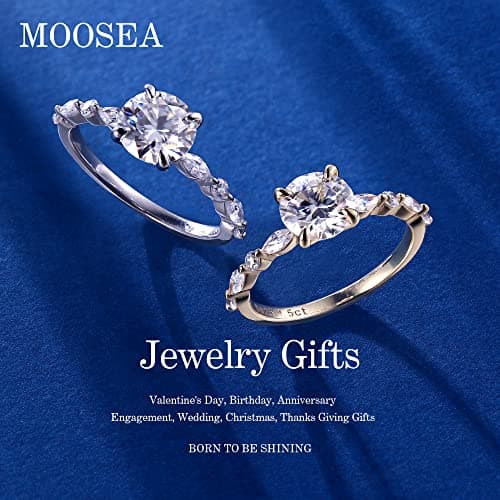 Moissanite Engagement Rings for Women, 1-3ct D Color VVS1 Clarity 925 Sterling Silver