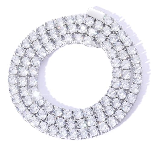 Fesciory Silver 5mm Adjustable Cubic Zircon Tennis Necklace for Women