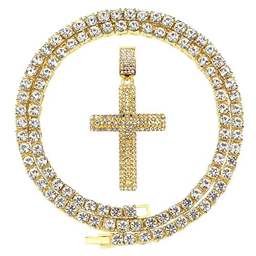 HH Bling Empire Diamond Cross Pendant Necklace 24 Inch