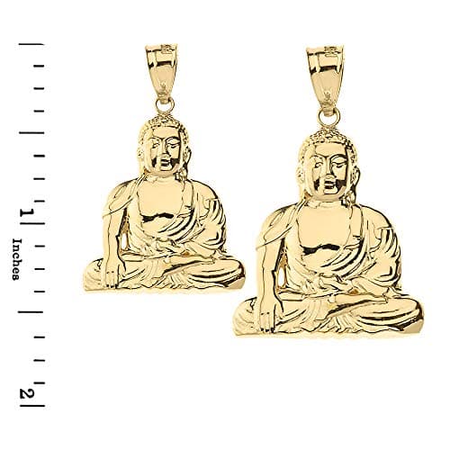 Elegant 10k Yellow Gold Claddagh Buddhism Buddha Meditation Pendant