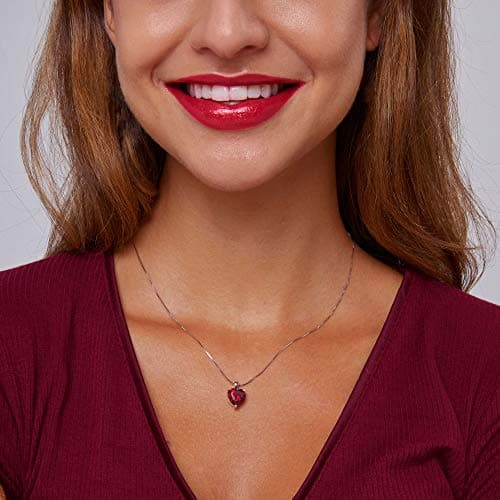 Michooyel S925 Rhodolite Garnet Heart Solitaire Pendant Necklace