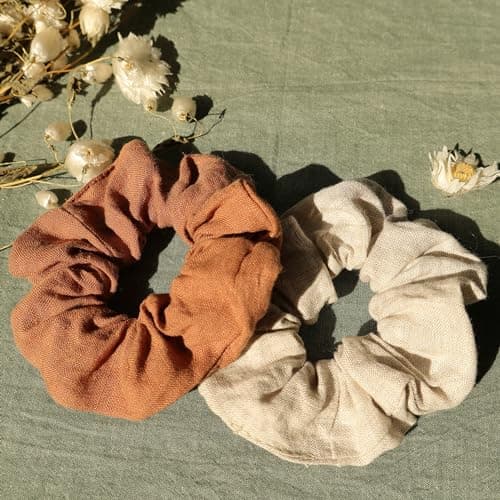 Linen Hair Scrunchies for Women and Girls