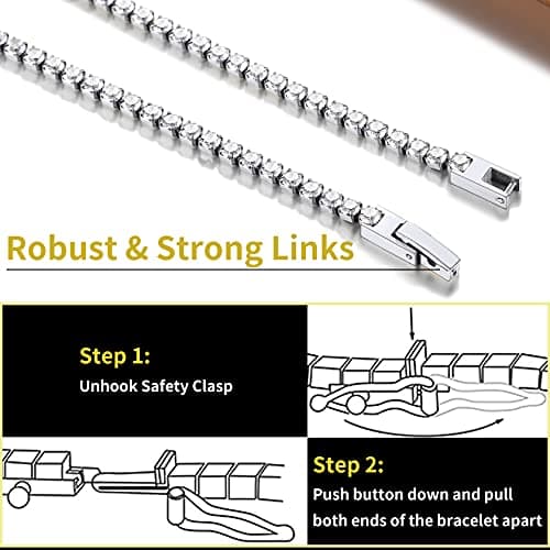ChainsHouse Classic 3mm Cubic Zirconia Tennis Necklace - Stainless Steel & 18K Gold Plated for Men & Women