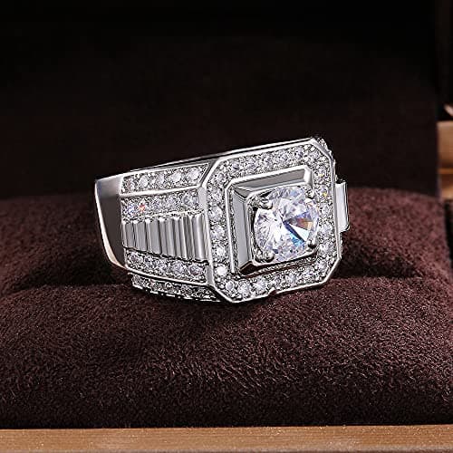 Metmejiao Men's Moissanite Engagement Ring 925 Sterling Silver Promise Band Gold Diamond Iced Out Anniversary Jewelry