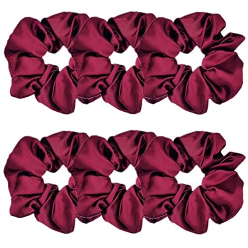 Silk Scrunchies for Women, Soft Hair Ties in Black (4.3 inch)