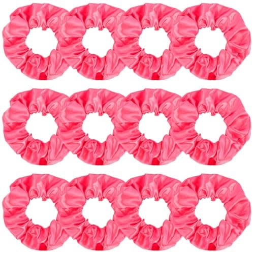 12 Piece Black & Brown Silk Scrunchies for Thick Hair