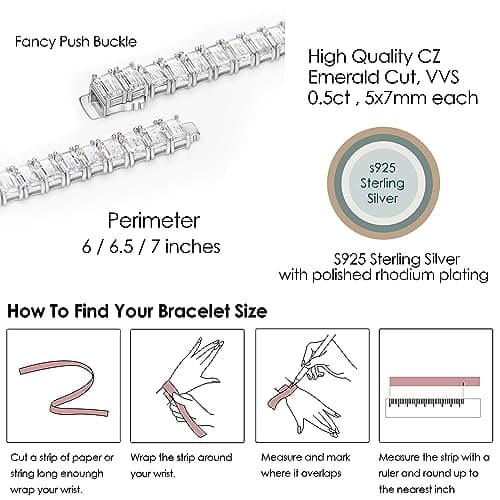 Michooyel Emerald Cut Cubic Zirconia Tennis Bracelet