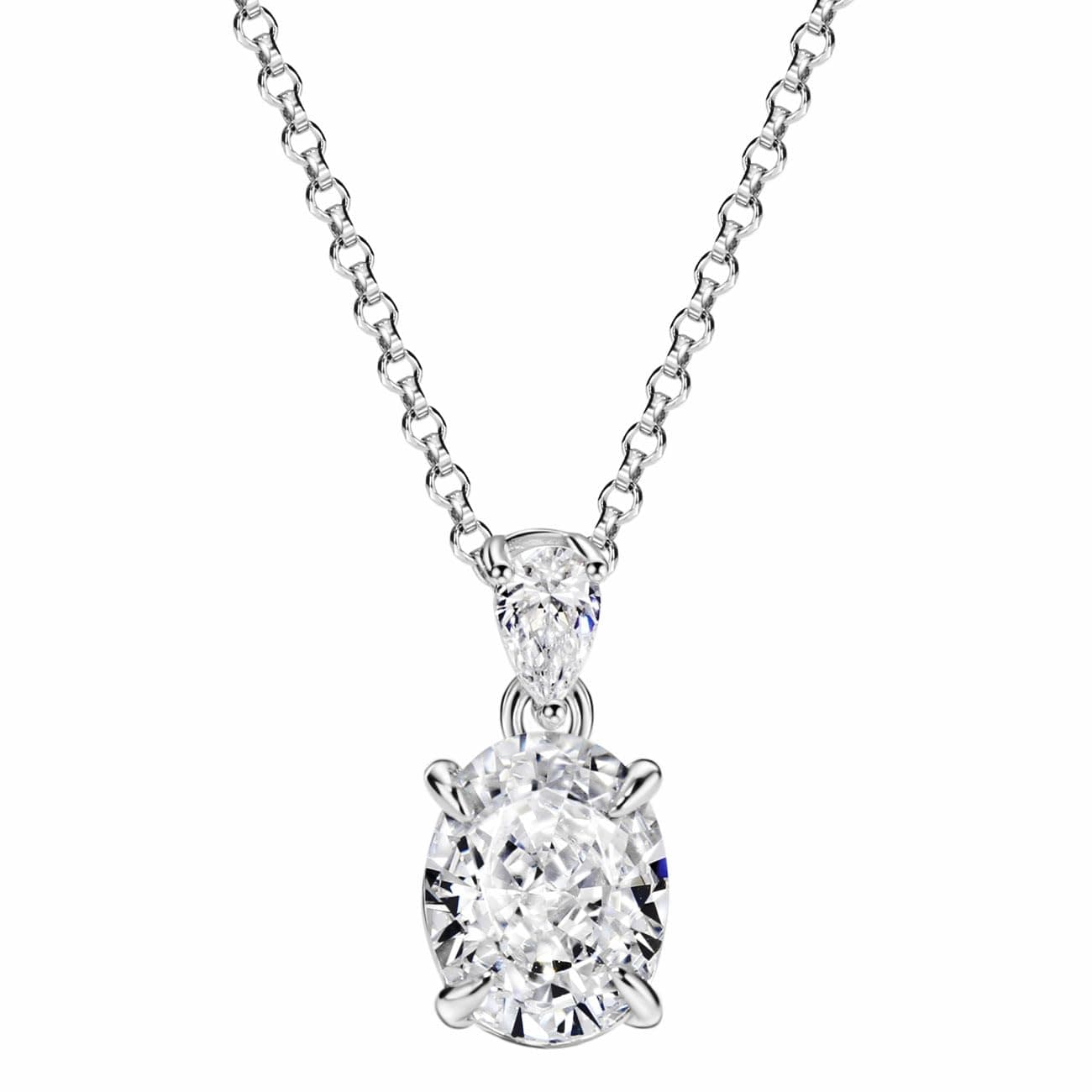 Michooyel 2.0ct Oval Cut Pendant Women's Necklace Simulated Diamond Necklace for Women Sterling Silver Necklace 16-18