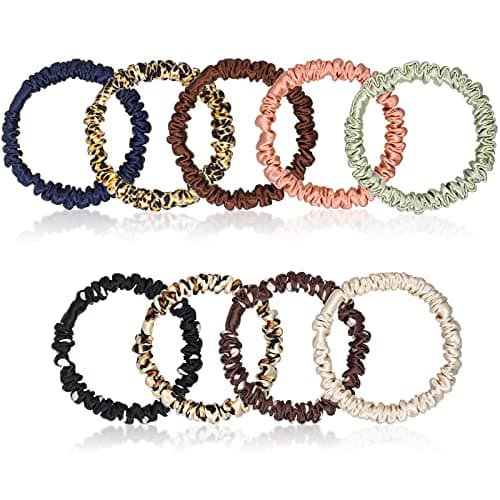 Vivid Style Dark Colors Chuangdi 9-Piece Silk Scrunchies for Women Girls