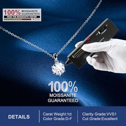 SecreTalk Halo Round Moissanite Pendant Necklace for Women in 925 Sterling Silver Gifts for Wife and Mother