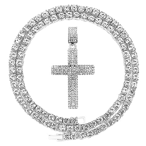 HH Bling Empire Diamond Cross Pendant Necklace 24 Inch