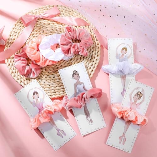 24-Pack Ballerina Party Favors: Elastic Hair Ties & Thank You Cards