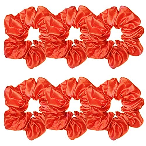 Sufermoe 6pcs Satin Silk Hair Scrunchies, Soft Black Hair Ties for Women and Girls