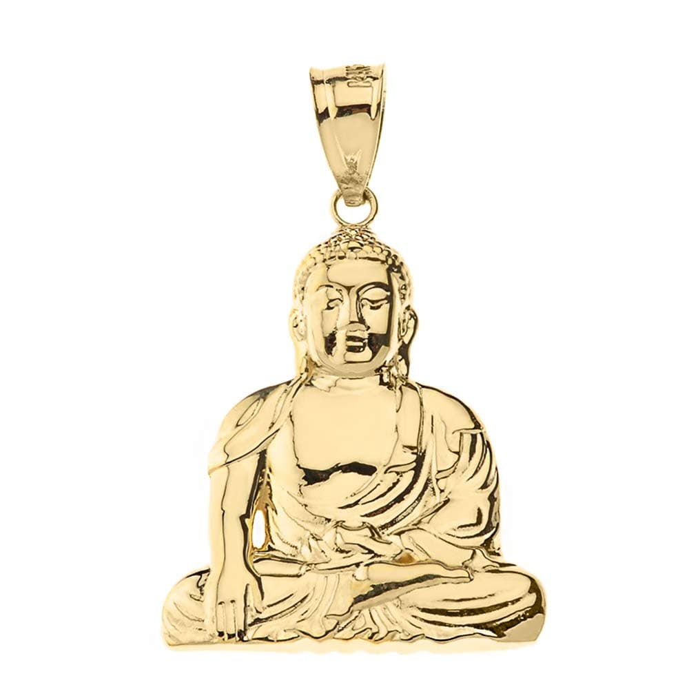 Elegant 10k Yellow Gold Claddagh Buddhism Buddha Meditation Pendant