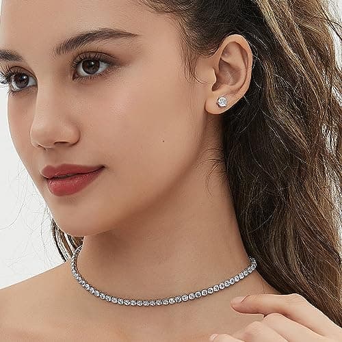 PORYIMEE Sparkling Rhinestone 14K Gold Plated Choker for Women